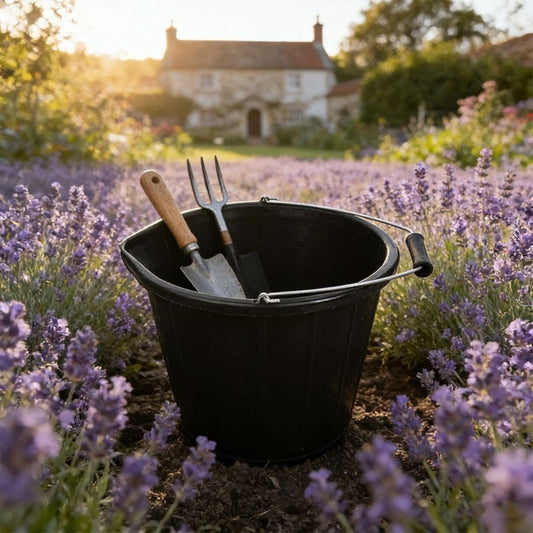 Black Heavy-Duty Plastic Bucket Tub with Handle | Multi-Purpose 32x26cm
