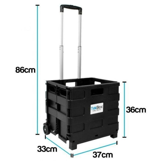 Folding Shopping Trolley Cart Collapsible Crate on Wheels 25kg 80mm UK