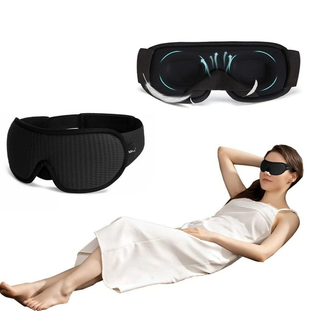 Sleep Eye Mask 3D Contoured Light Blocker Soft Padded Breathable Night