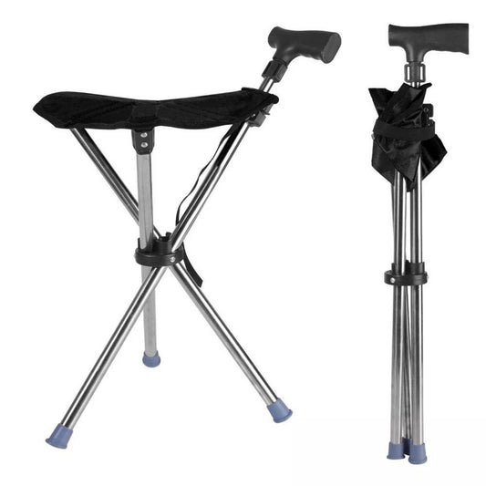 Walking Stick Seat Folding Adjustable Aluminium Cane Chair Stool for Support