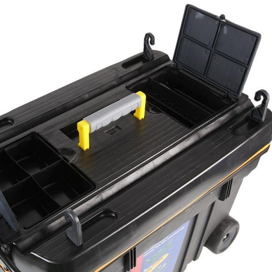Heavy Duty Rolling Tool Chest Wheeled Mobile Box 2 Tote Trays Sawhorse