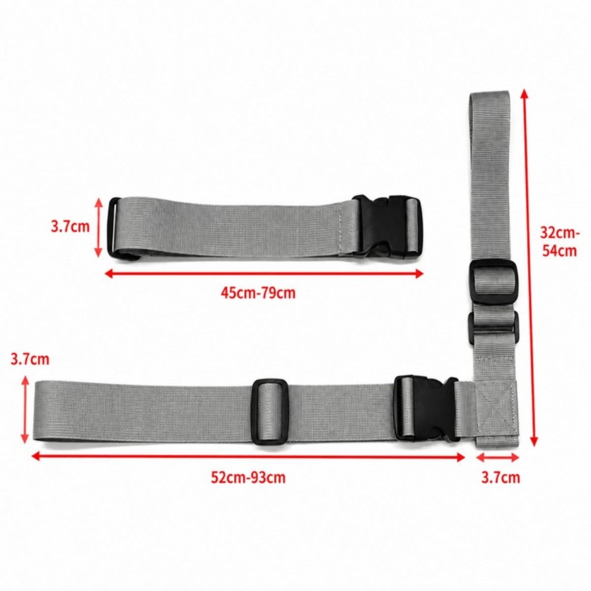 Luggage Connector Straps for Suitcases, Adjustable Add-A-Bag 3-Way Set