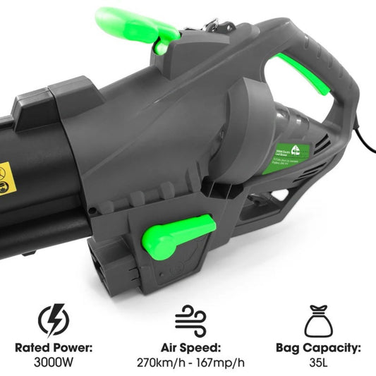 3-in-1 Electric Leaf Blower Garden Vacuum Shredder Mulcher 3000W 167mph