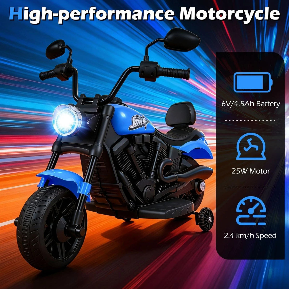 6V Kids Electric Motorbike Ride On Toy Motorcycle Training Wheels Kits