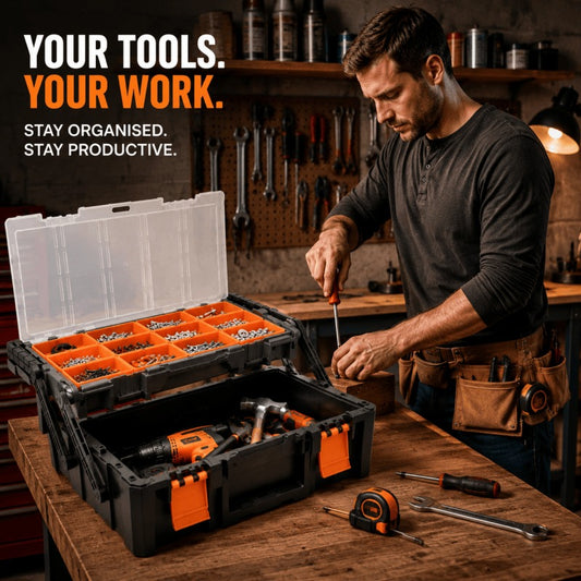 Cantilever Tool Box – Organiser Parts Compartments 45 x 23.5cm