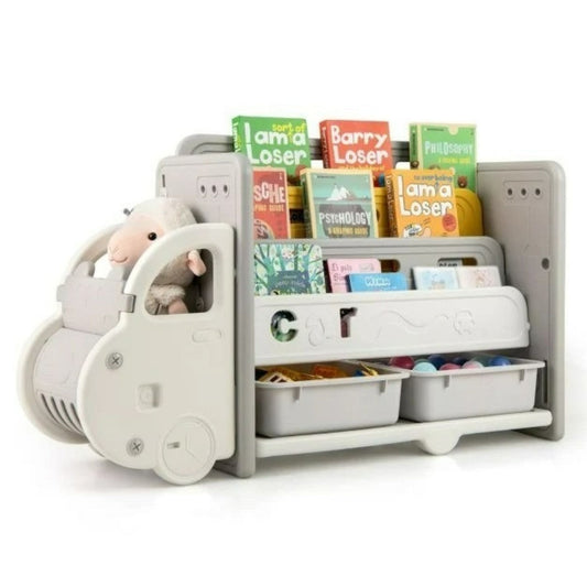 Kids Car Toy Storage Organiser Bookshelf 3 Tier 2 Boxes BPA Free EN71!
