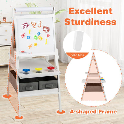 Double Sided Kids Easel Magnetic Whiteboard Chalkboard Art Drawing Board