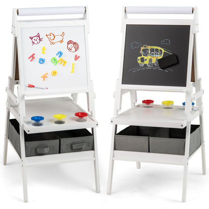 Double Sided Kids Easel Magnetic Whiteboard Chalkboard Art Drawing Board