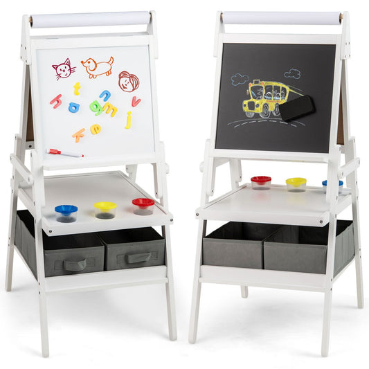Double Sided Kids Easel Magnetic Whiteboard Chalkboard Art Drawing Board