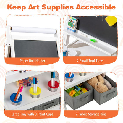 Double Sided Kids Easel Magnetic Whiteboard Chalkboard Art Drawing Board