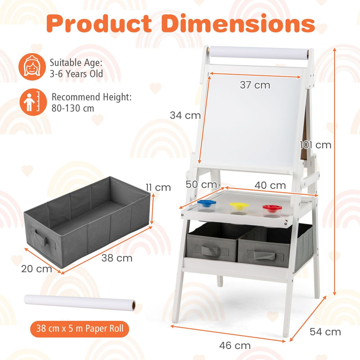 Double Sided Kids Easel Magnetic Whiteboard Chalkboard Art Drawing Board
