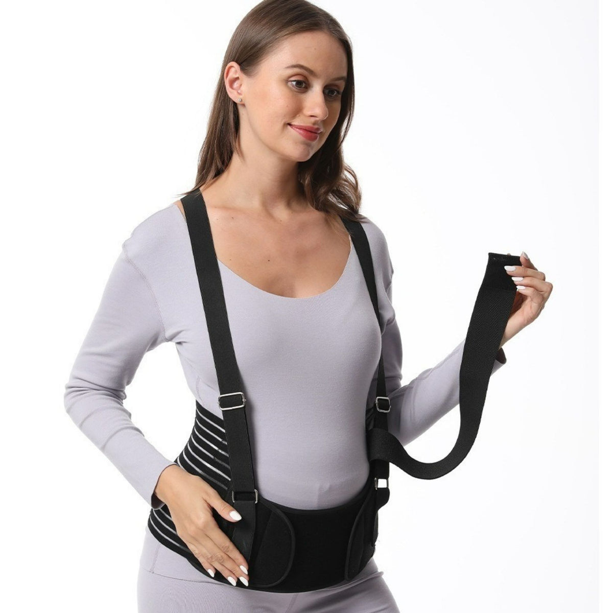 Maternity Pregnancy Support Belt Shoulder Straps Back Brace Belly Lift