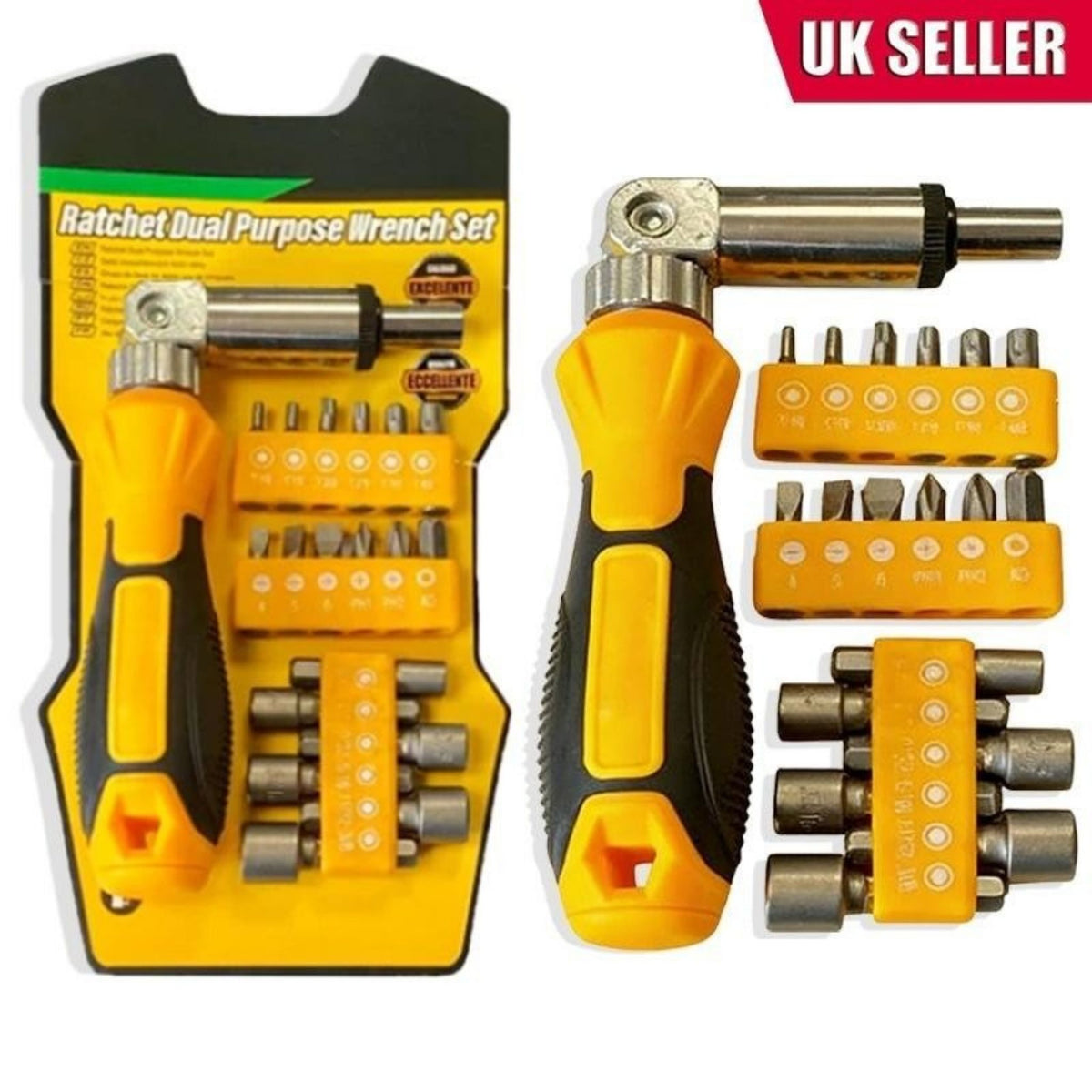 Compact Ratchet Screwdriver Wrench Socket Kit 13.5cm Essential Tool UK
