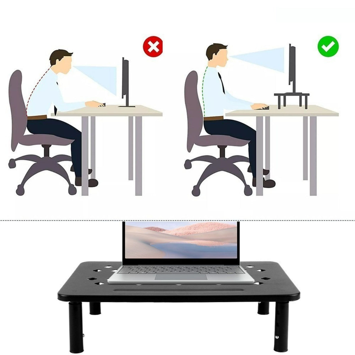 Riser Stand Riser Metal Adjustable Mesh Platform for Computer or Laptop