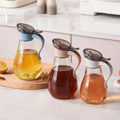 Glass Oil Vinegar Cruet Dispenser Clear Bottle Flip Top Pour Spout
