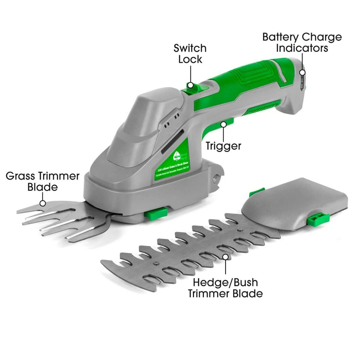 Cordless 3.6V 2-in-1 Grass Shears & Hedge Trimmer Cutter 60 Min Runtime