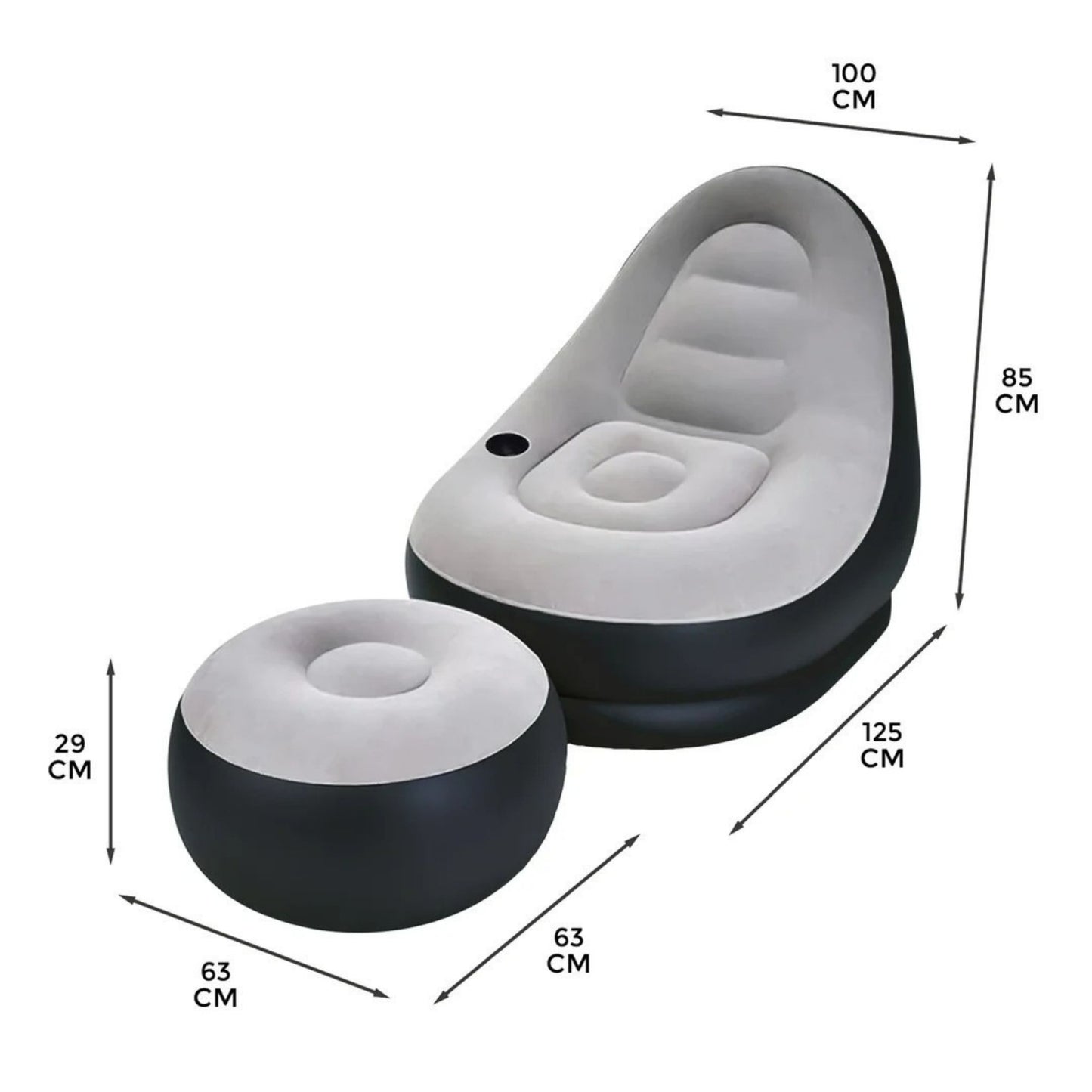 Inflatable Lounge Chair with Ottoman Footrest for Indoor Outdoor Camps
