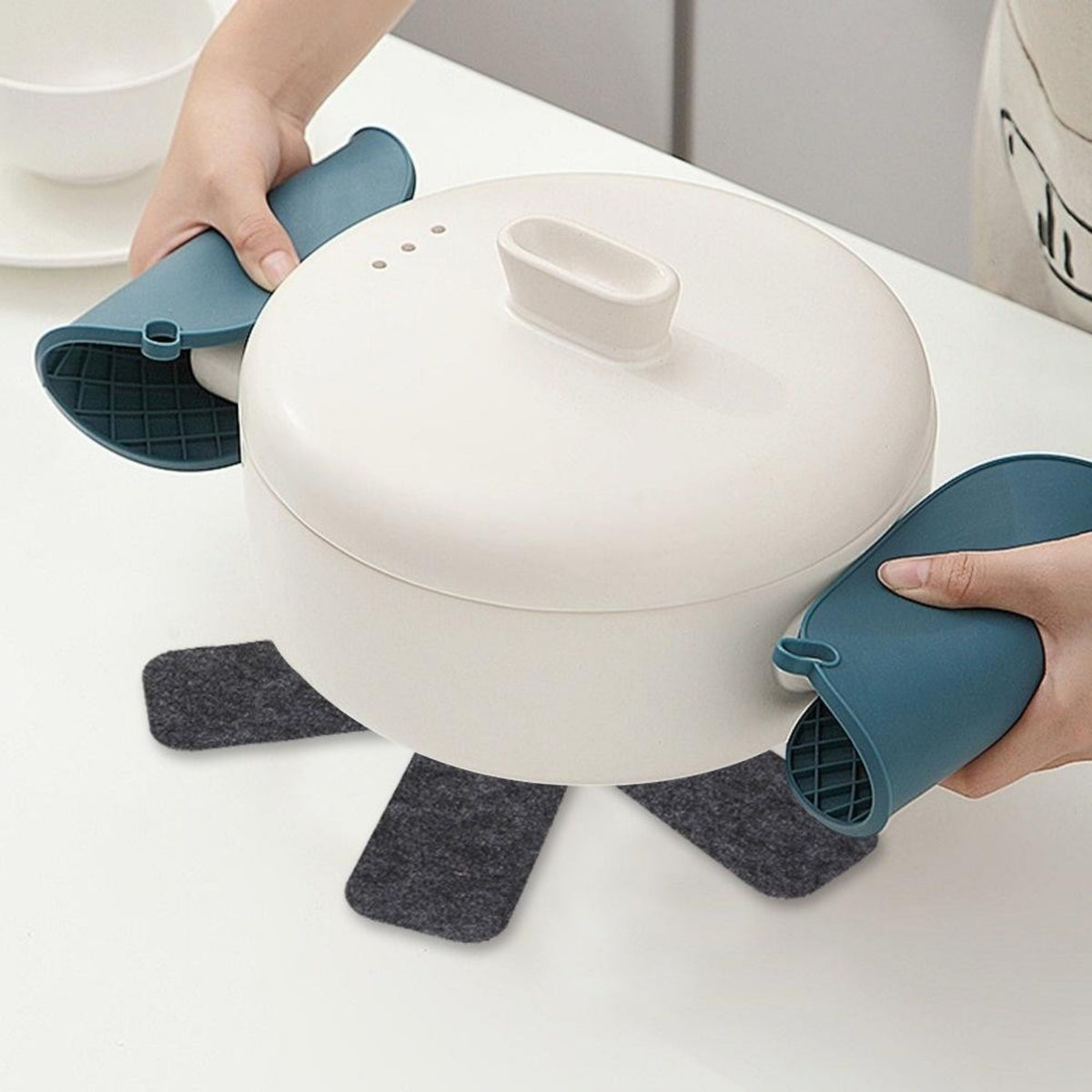 Grey Fabric Trivet Set Large Modern Pot Pan Protectors Heat Pads Kits