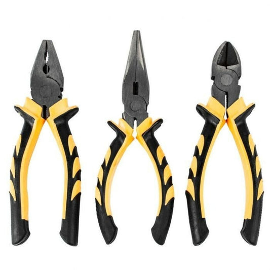 Set of 3 Pliers Soft Grip Tempered Carbon Steel for Precision & Durability