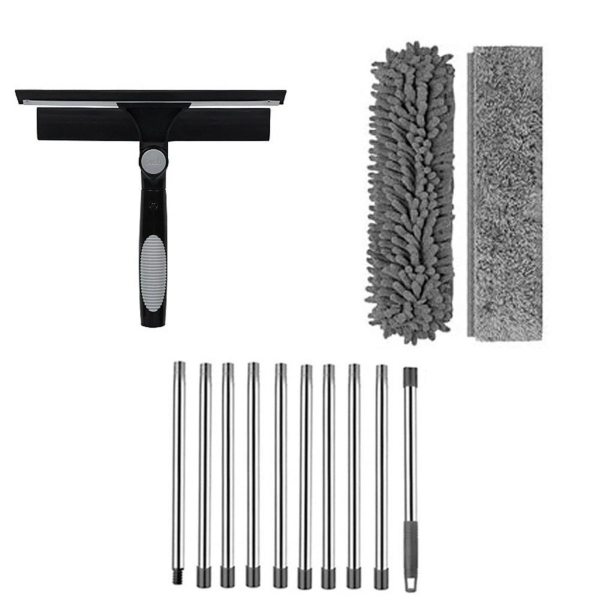 Telescopic Window Cleaning Kit 4.5m Pole Squeegee Microfibre No Ladder 20ft