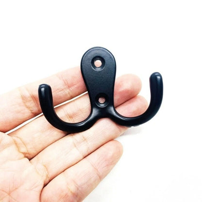 10 Pack Black Matte Double Coat Hooks Wall Door Zinc Alloy Robe Hanger