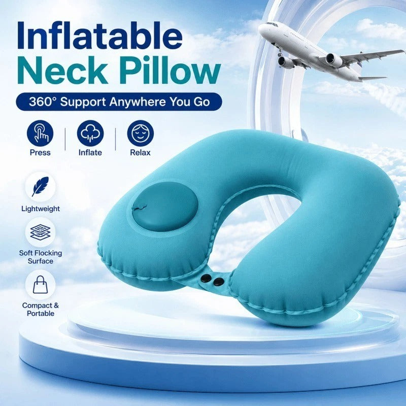 Inflatable Travel Neck Pillow – 360° Head Support