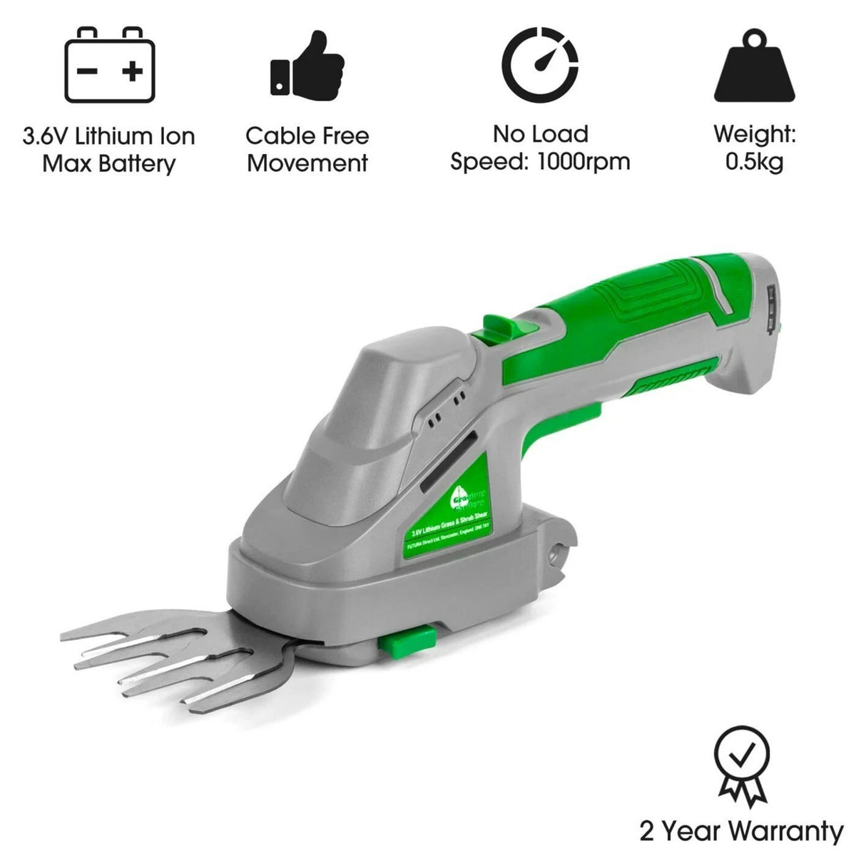 Cordless 3.6V 2-in-1 Grass Shears & Hedge Trimmer Cutter 60 Min Runtime