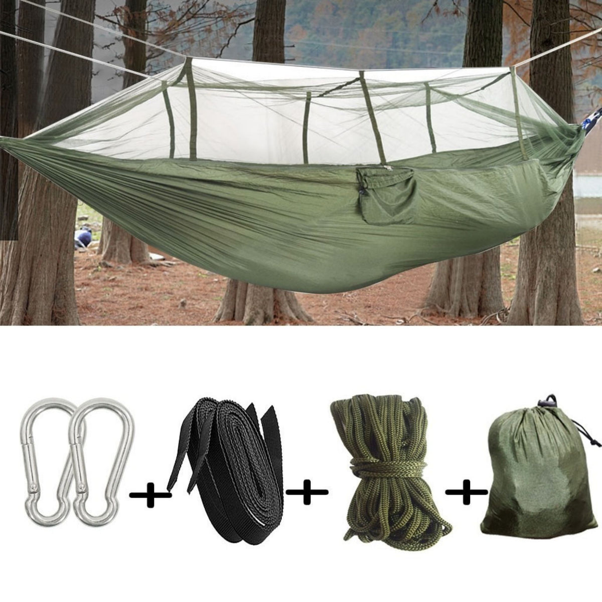 Double Camping Hammock with Mosquito Net 2 Person Lightweight 440lbs Portable