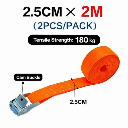 Cam Buckle Tie Down Straps (Pair) – 2M x 25mm Cargo Lashing
