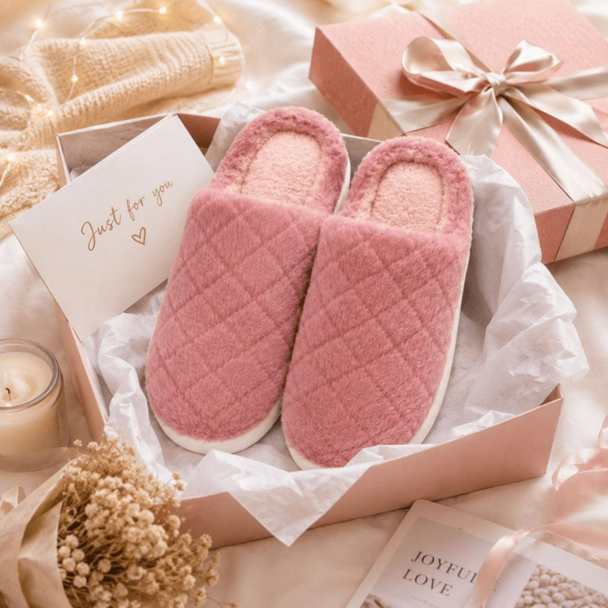 Women's Fluffy Slippers Warm Cosy Soft Indoor Slip-On House Shoes UK 3–7