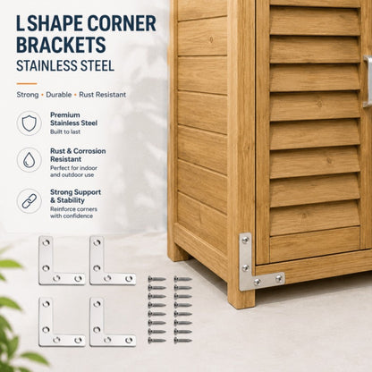 Stainless Steel L Shape Corner Brackets Flat Right Angle Plates 3 Sizes