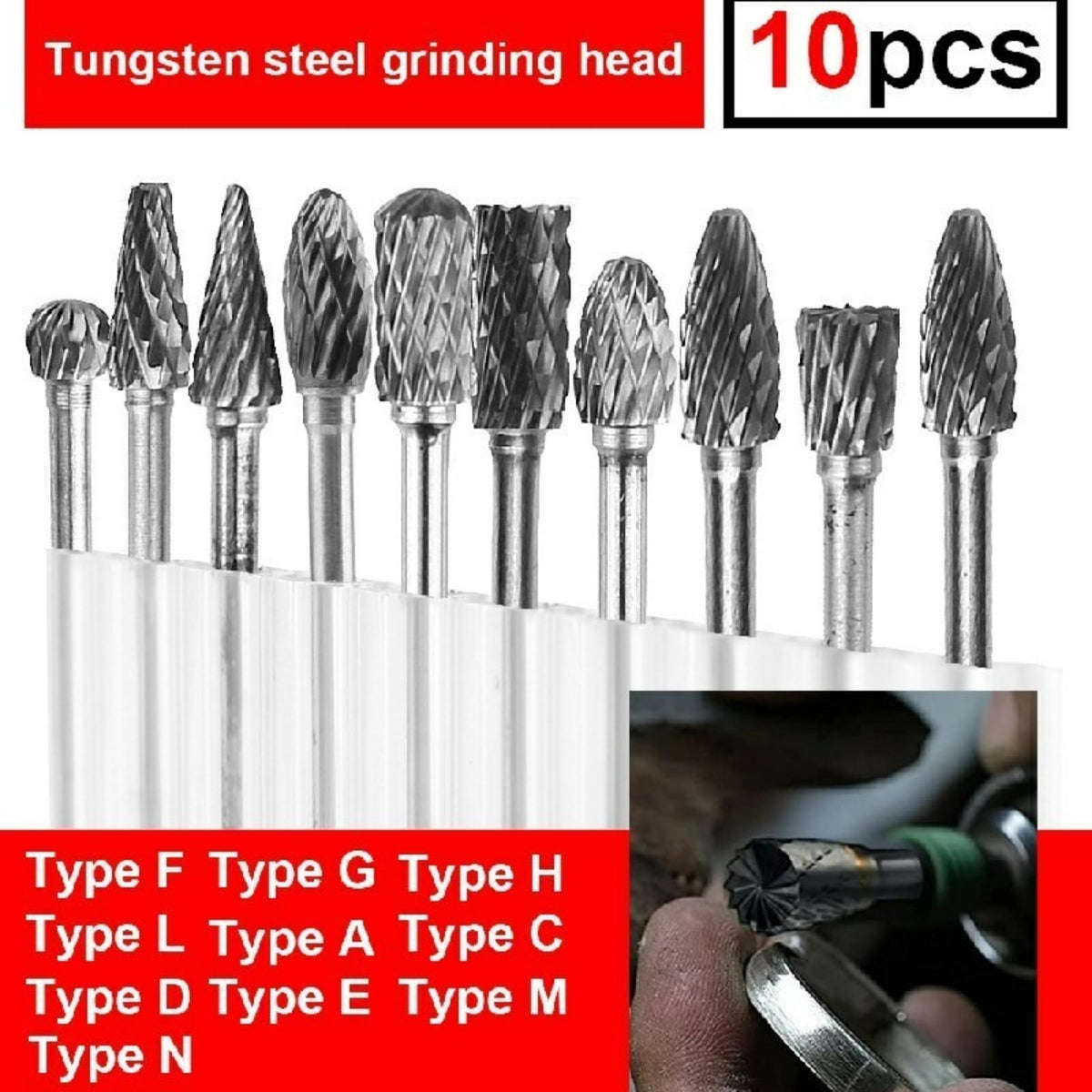 Rotary Burr Bit Tungsten Carbide Point Die Grinder Shank Carving Set Tool x 10