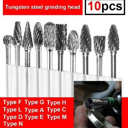 Rotary Burr Bit Tungsten Carbide Point Die Grinder Shank Carving Set Tool x 10