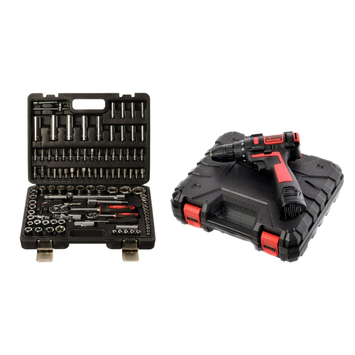 108pc Cordless Drill & Socket Set – 18V Li-Ion, Ratchet Wrench & Mechanics Tool Kit