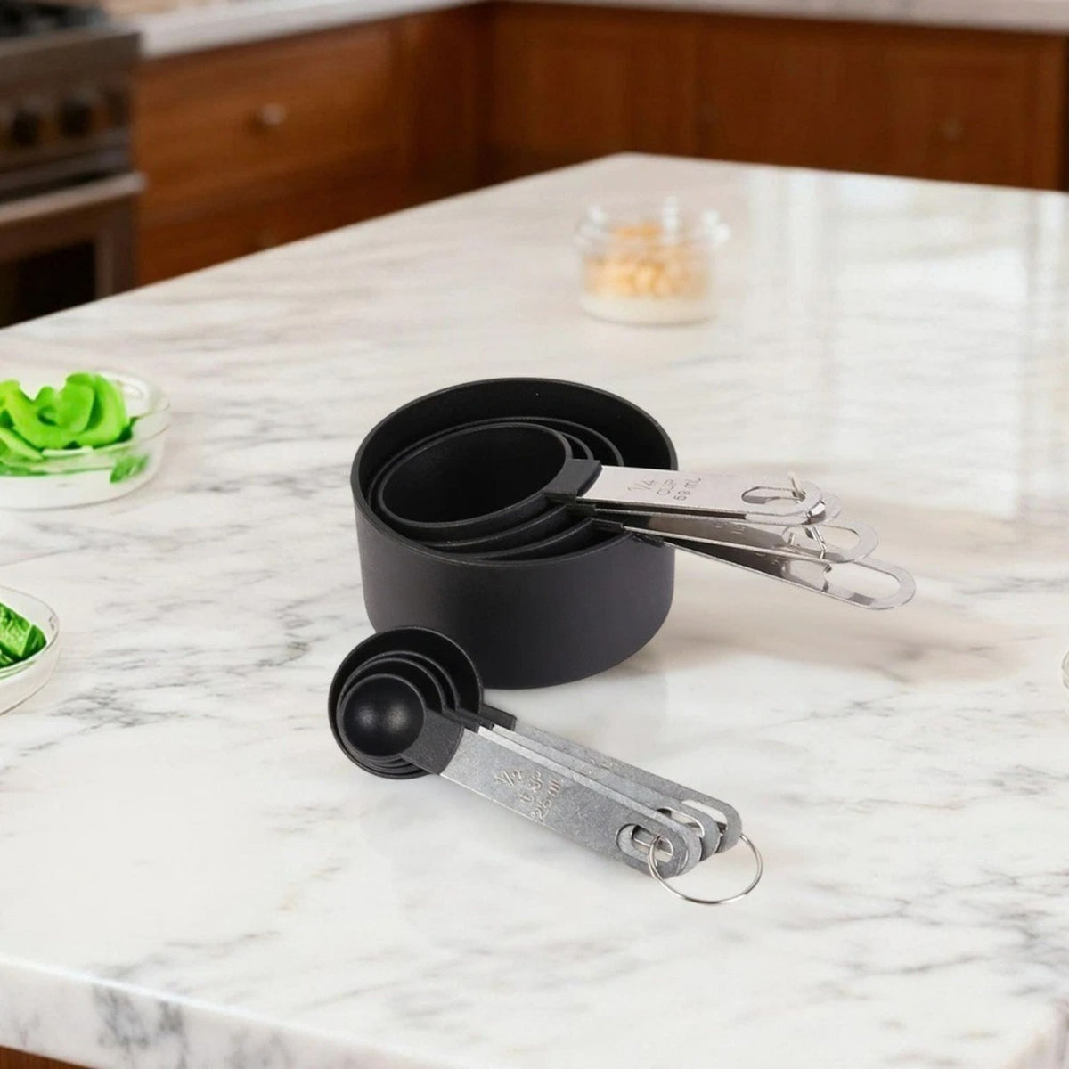 Stainless Steel Measuring Cups & Spoons 8-Piece Set Baking Kitchen BBQ