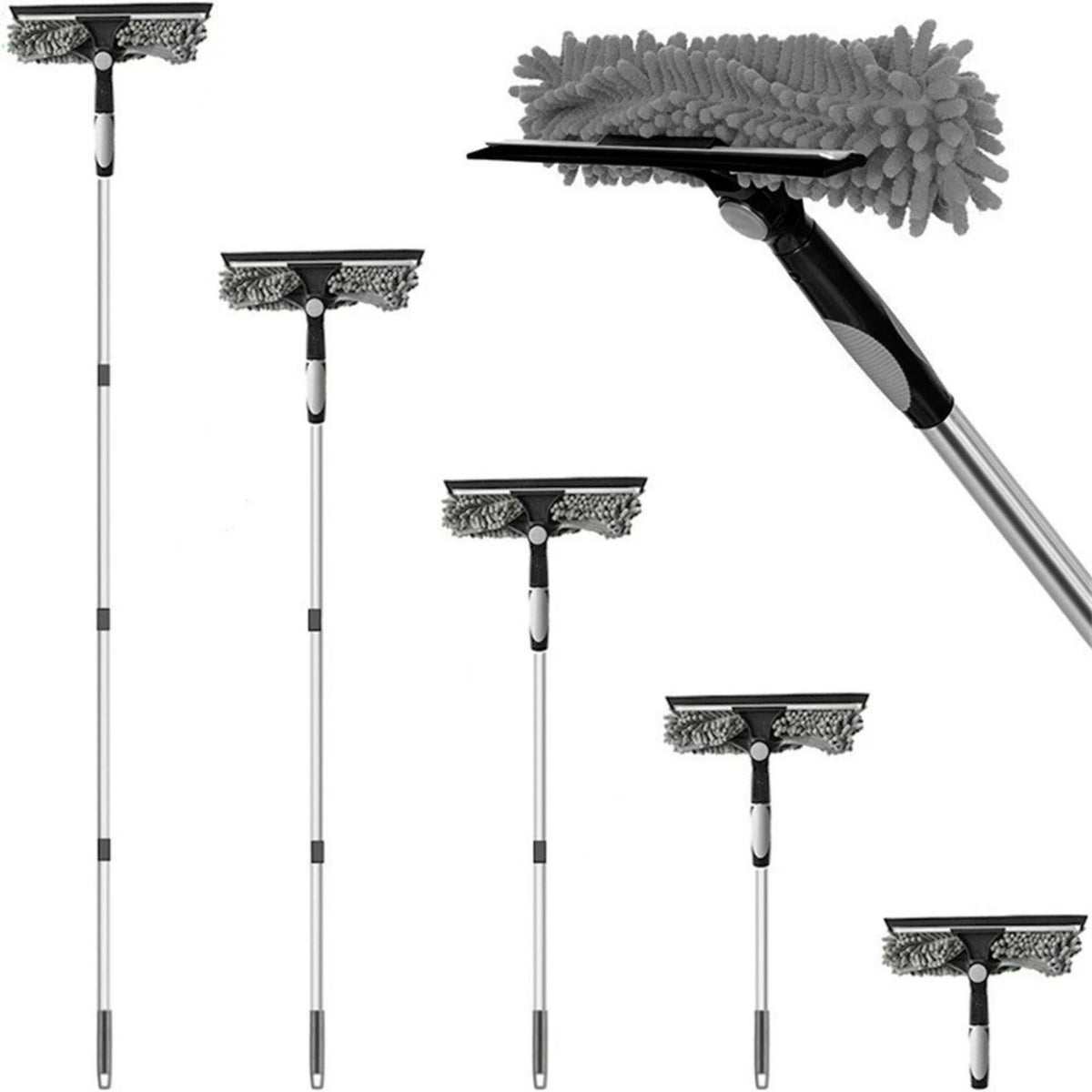 Telescopic Window Cleaning Kit 4.5m Pole Squeegee Microfibre No Ladder 20ft