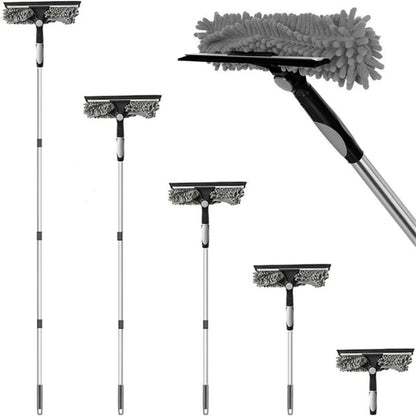 Telescopic Window Cleaning Kit 4.5m Pole Squeegee Microfibre No Ladder 20ft