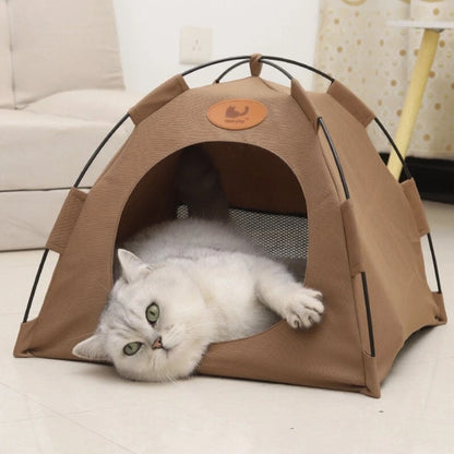 Cat & Puppy Play Tent House with Soft Bed Pad Indoor Outdoor Foldable