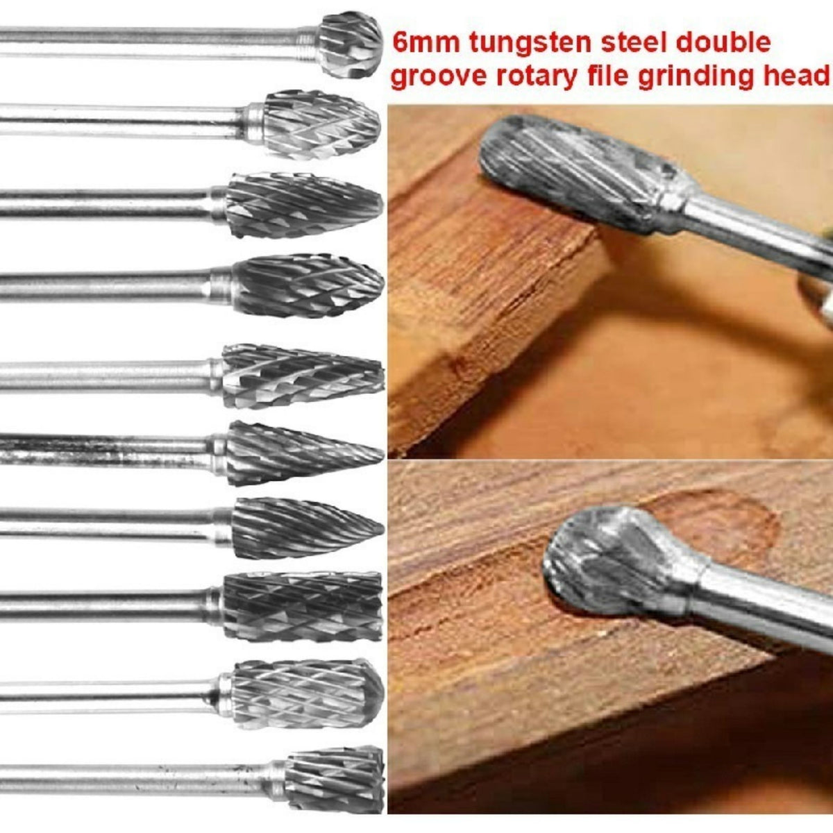 Rotary Burr Bit Tungsten Carbide Point Die Grinder Shank Carving Set Tool x 10