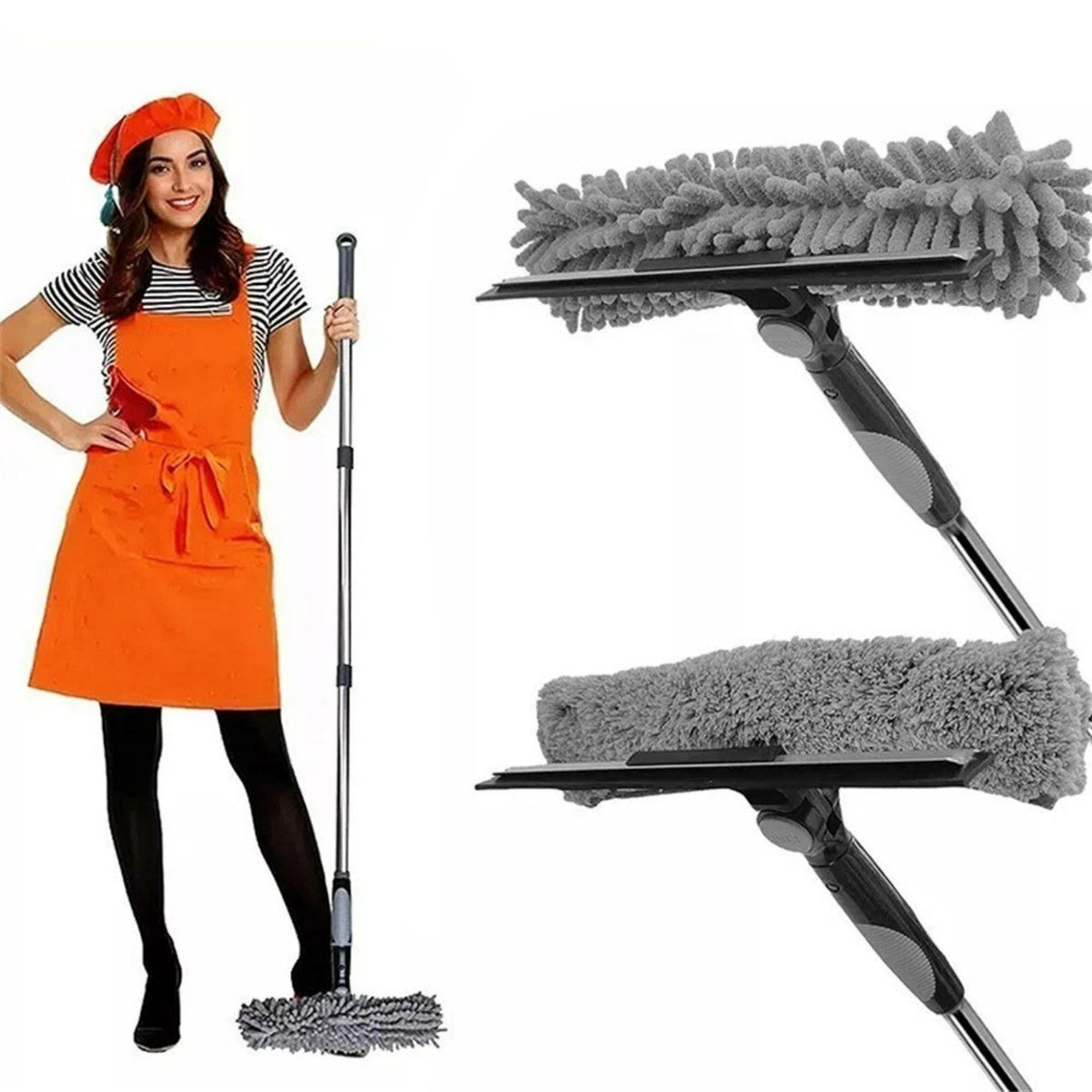 Telescopic Window Cleaning Kit 4.5m Pole Squeegee Microfibre No Ladder 20ft