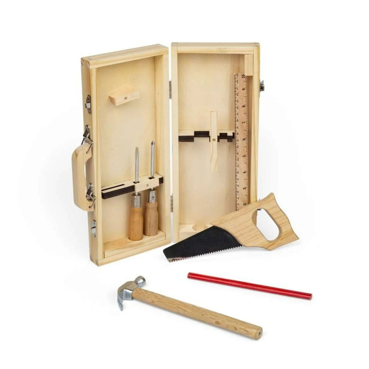 Kids DIY Wooden Tool Box 6 Piece Set FSC Real Tools Carpentry Woodworking