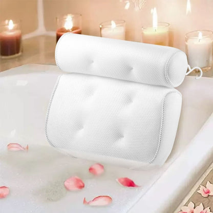 Bath Pillow Non Slip Bathtub Headrest Cushion 6 Suction Cups Neck Support Spa