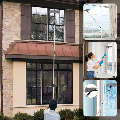 Telescopic Window Cleaning Kit 4.5m Pole Squeegee Microfibre No Ladder 20ft