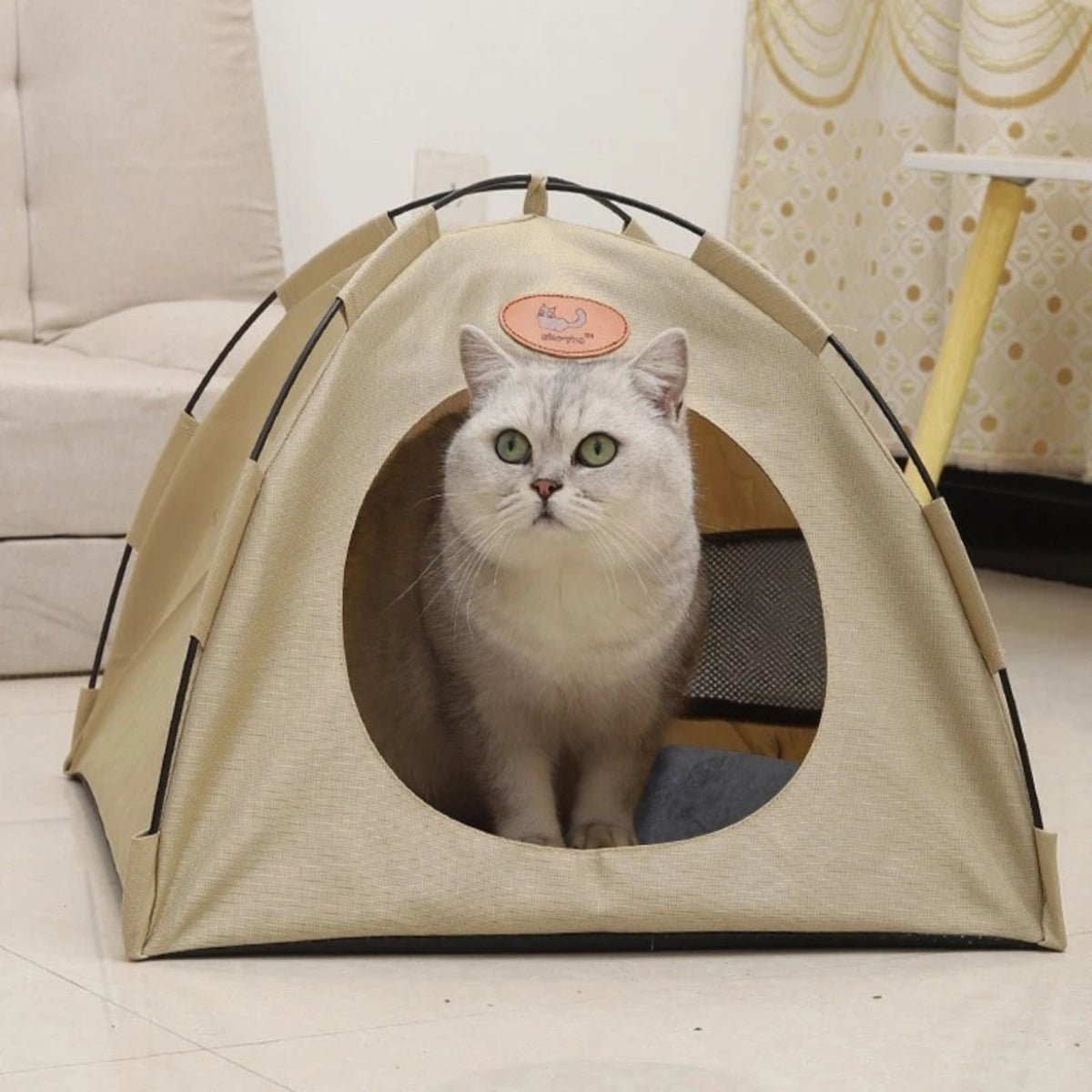 Cat & Puppy Play Tent House with Soft Bed Pad Indoor Outdoor Foldable