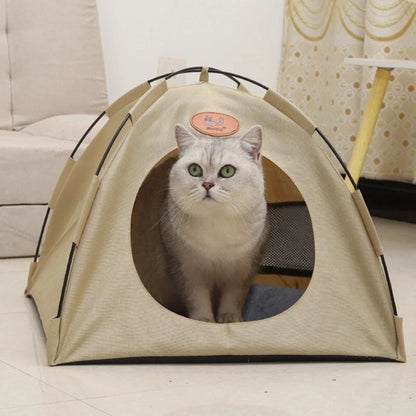 Cat & Puppy Play Tent House with Soft Bed Pad Indoor Outdoor Foldable