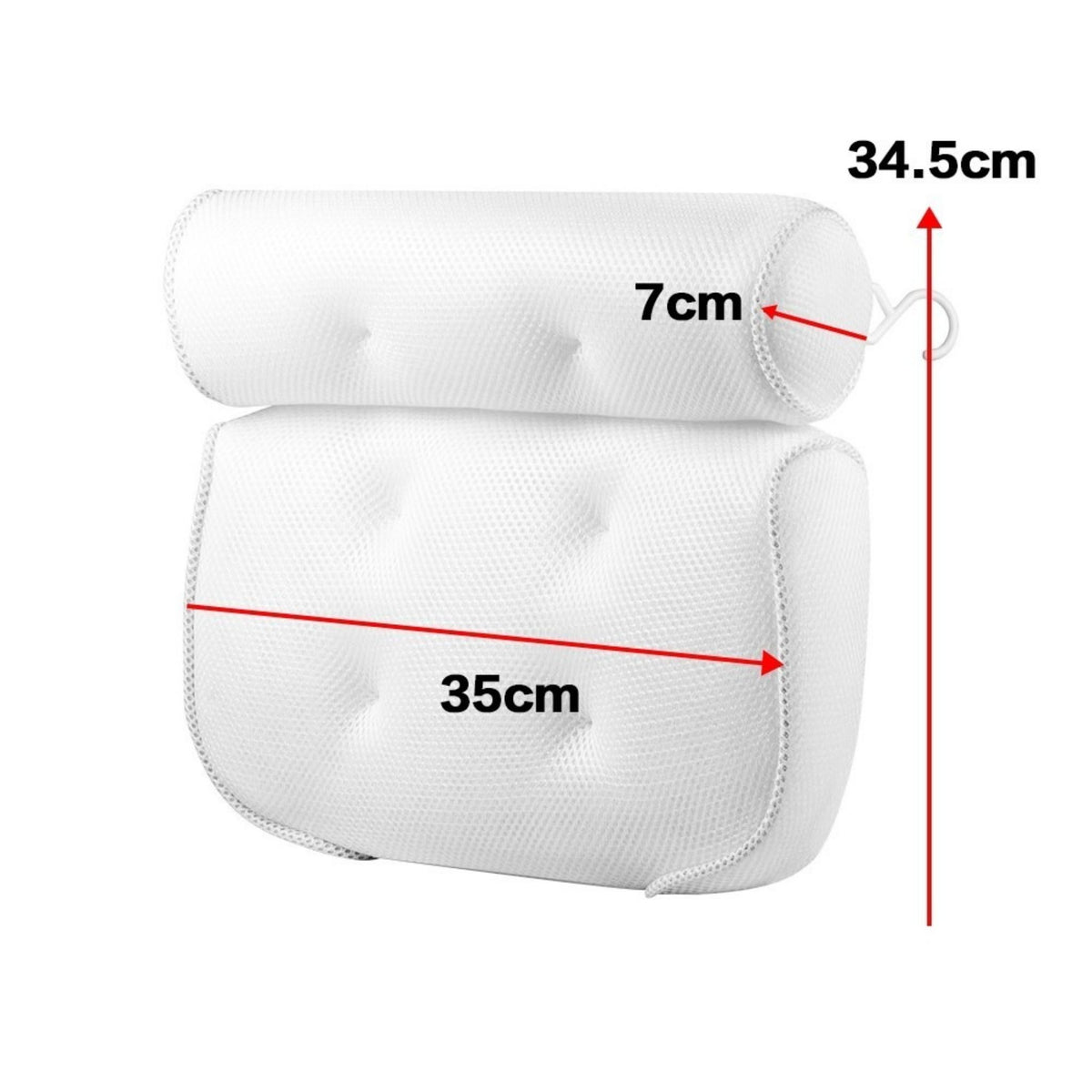 Bath Pillow Non Slip Bathtub Headrest Cushion 6 Suction Cups Neck Support Spa