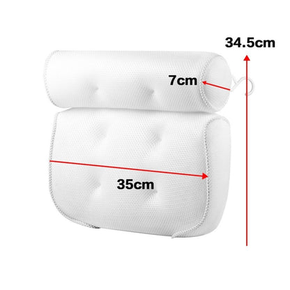 Bath Pillow Non Slip Bathtub Headrest Cushion 6 Suction Cups Neck Support Spa