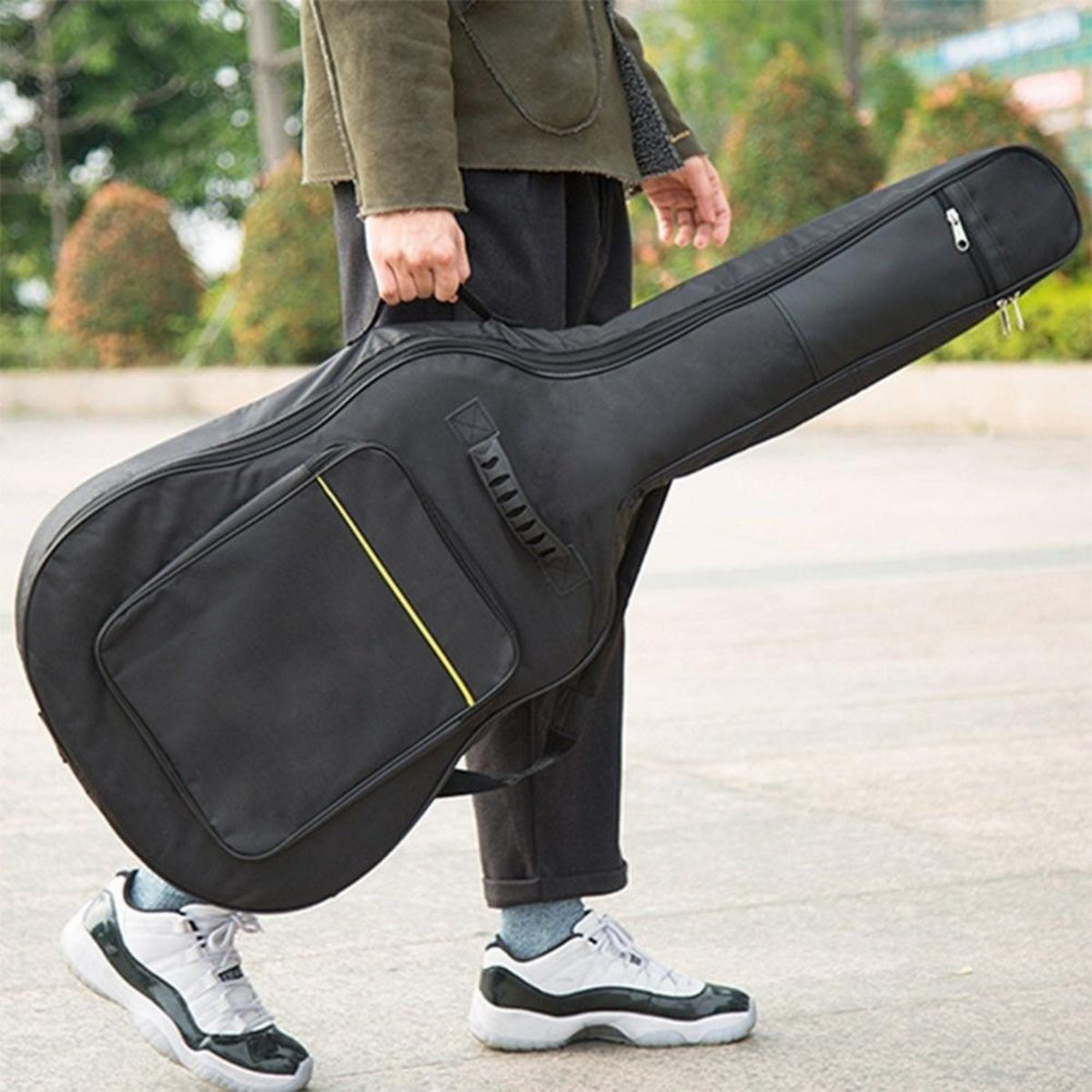 Waterproof Guitar Gig Bag Case 106cm Oxford Backpack Black Pocket Zips