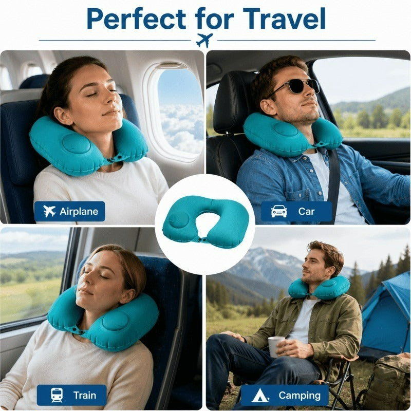 Inflatable Travel Neck Pillow – 360° Head Support