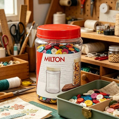 Round Plastic Food Storage Jars Lids Kitchen Airtight Reusable 4 Sizes